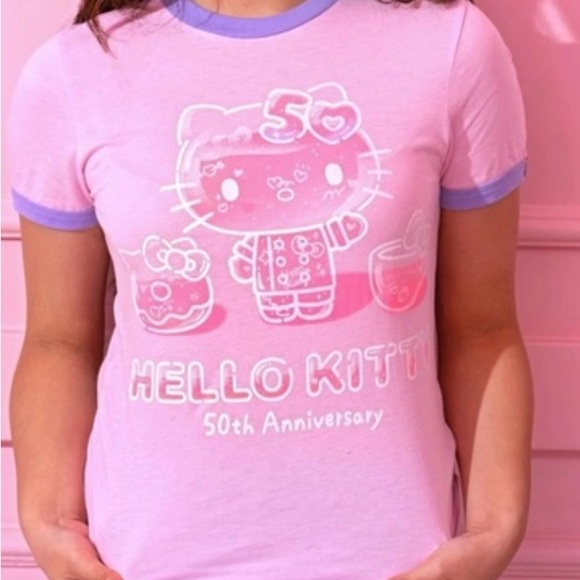 Hello Kitty Cafe 50th Anniversary Birthday Pink Tee Size Medium - Picture 3 of 6